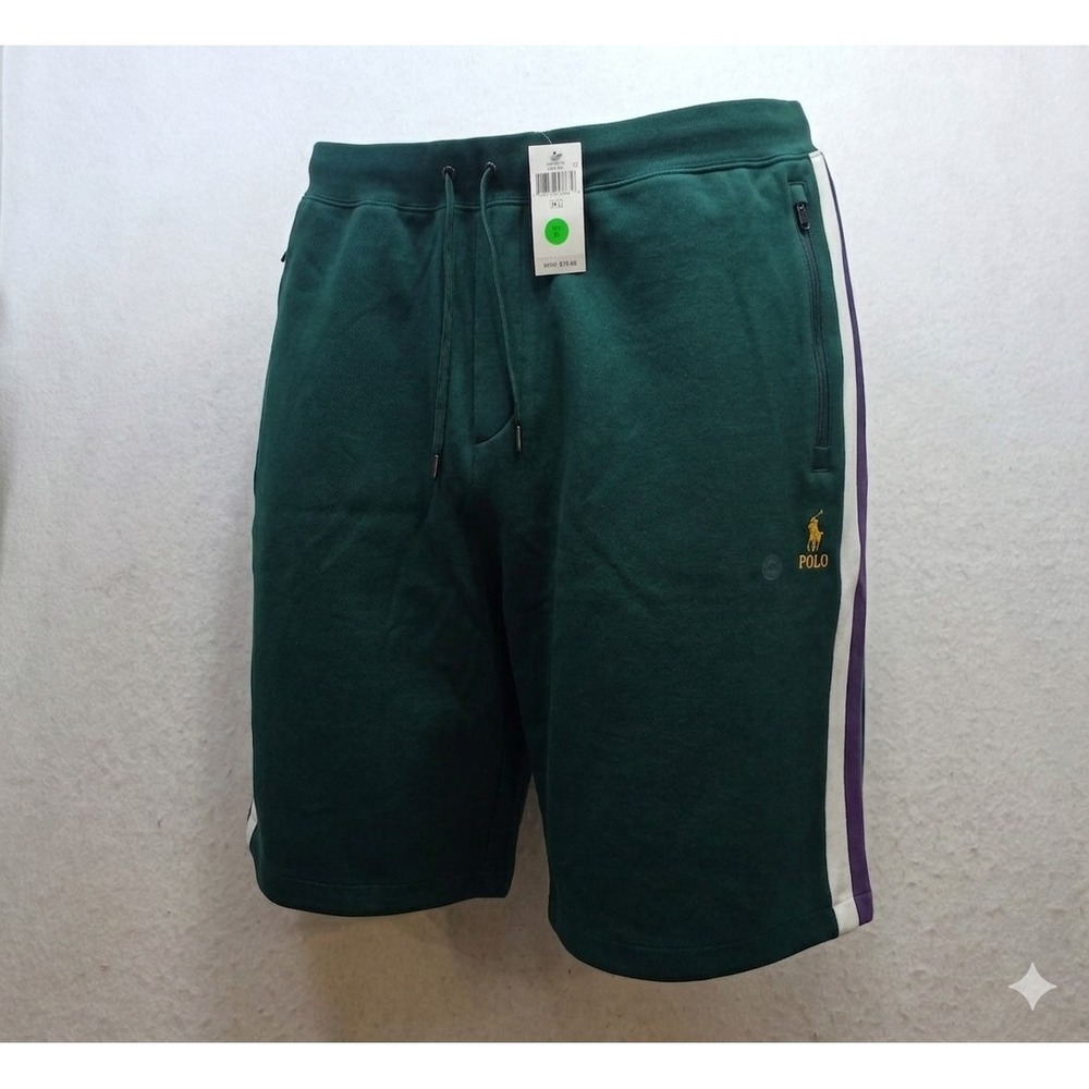 Polo Ralph Lauren 711941836001 Men's Green w Blue Stripe Shorts. NWT. Size 5LT